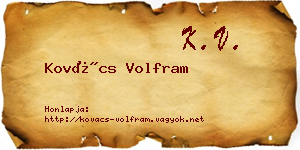 Kovács Volfram névjegykártya